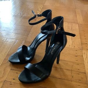 Stiletto black strappy barely there heels sandals